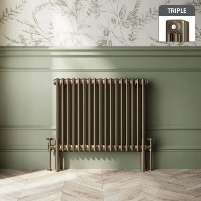 Triple Column Radiator Depth Athens Antique Triple Column Horizontal Radiator | 600x785mm