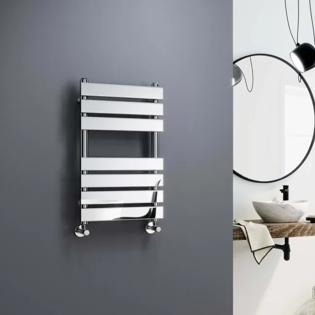 Santorini Chrome Flat Panel Heated Towel Rail 650x400mm