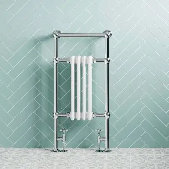 Gibraltar Slimline Small White Traditional Heated Towel Radiator (Flat Top Rail)