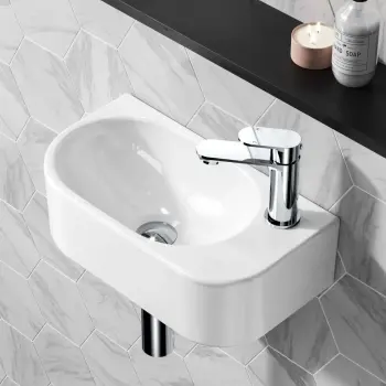Georgia Wall Hung Right Hand 400mm Cloakroom Basin