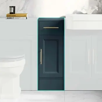 Monaco Inky Blue Side Cabinet Unit 300mm - Brass Knurled Handles