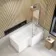 L Shaped 1500 Shower Bath & 6mm Easy Clean Screen with Rail - Right Handed