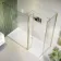 Munich Brushed Brass Framed 8mm Walk In Shower Enclosure 1400mm & 800mm Glass with Return Panel