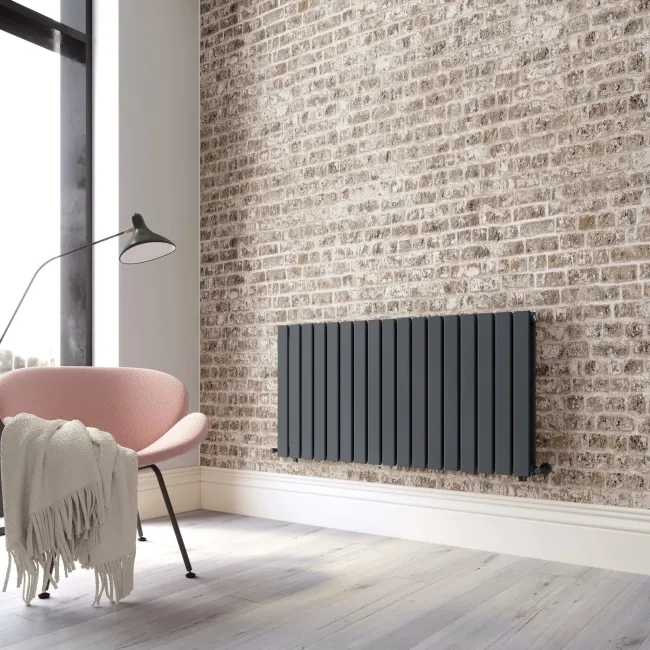 Faro Anthracite Double Flat Panel Horizontal Radiator 600x1190mm