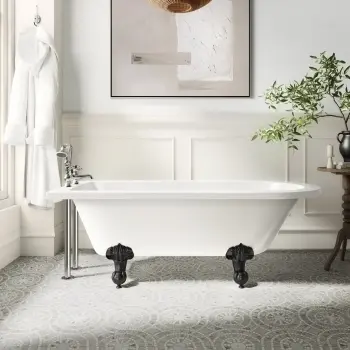 Abingdon 1700mm Single Ended Roll Top Bath - Black Ball Feet