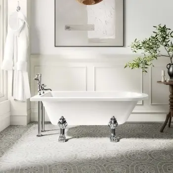 Abingdon 1500mm Single Ended Roll Top Bath - Chrome Feet