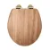 Alma Traditional Oak Effect Wooden Soft Close Seat with Brushed Brass Hinge