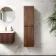 Malta Fluted Black Walnut Wall Hung Tall Cabinet 1400x350mm