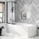 Hereford 1800x800 Square Shower Bath & 6mm Easy Clean Matt Black Framed Bath Screen