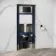 Idaho Pneumatic Wall Hung Toilet Frame and Concealed Cistern with Matt Black Flush Plate - Square Buttons