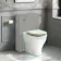 Kansas Traditional Rimless Back To Wall Toilet With Chalk White Wooden Seat - Brushed Brass Hinges