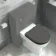 Kansas Traditional Rimless Back To Wall Toilet With Graphite Grey Wooden Seat - Brushed Brass Hinges