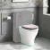 Kansas Traditional Rimless Back To Wall Toilet With Cashmere Pink Wooden Seat - Brushed Brass Hinges