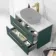 Elba Midnight Green Wall Hung Drawer Vanity 800mm (Excludes Counter Top Basin) - Brushed Brass Accents