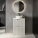 Crete Fluted Linen White Vanity Drawer with Marble Top & Nevis Basin 600mm