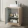 Crete Fluted Apex Oak Vanity with Marble Top & Marin Basin 600mm