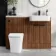 Sicily Fluted Black Walnut Combination Vanity Basin and Houston Toilet 1200mm - Black Accents - Right Handed