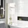Abingdon 1500 Roll Top Shower Bath - Brushed Brass Ball Feet & 6mm Easy Clean Brushed Brass Bath Screen