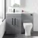 Avon Stone Grey Combination Vanity Basin and Atlanta Toilet 1100mm - Black Accents - Left Handed