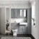 Monaco Dove Grey Basin Vanity and Back To Wall Toilet Unit 1200mm (Excludes Pan & Cistern) - Brushed Brass Accents