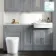 Monaco Dove Grey Combination Vanity Traditional Basin with Marble Top and Boston Toilet 1500mm - Brushed Brass Accents