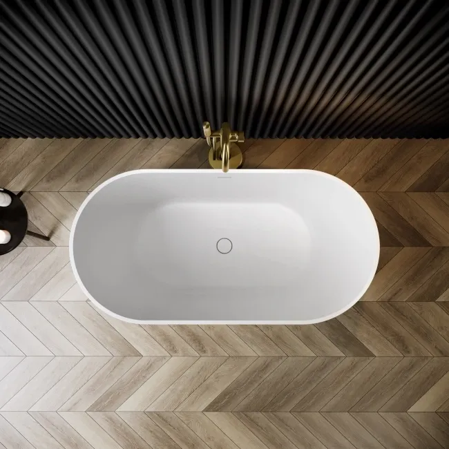 Brent 1500mm Fluted Matt White Freestanding Bath