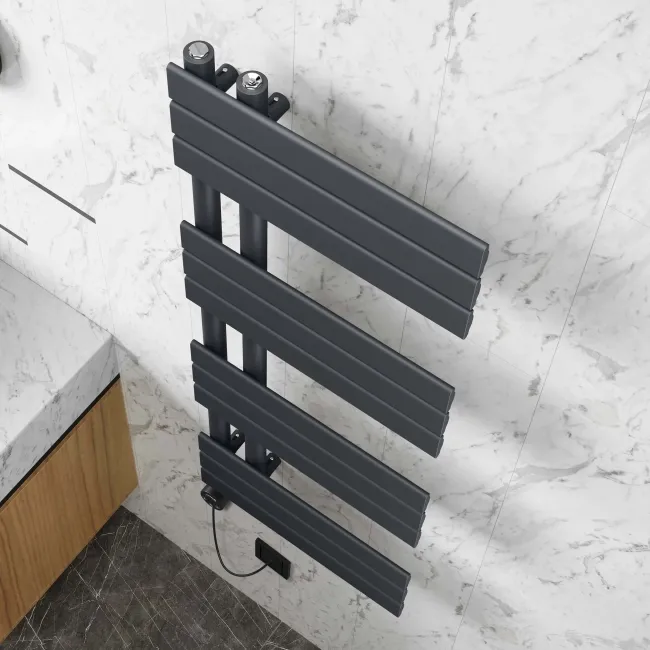 Seville Electric Anthracite Designer Flat Panel Heated Towel Rail 1200x450mm