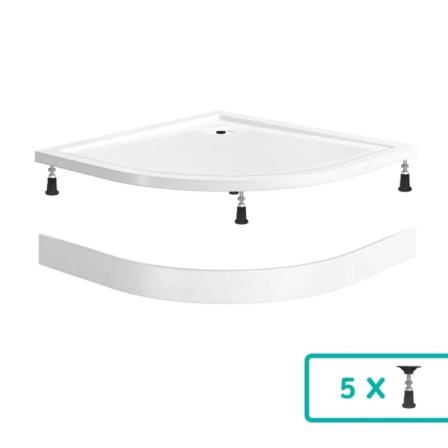 Doha Quadrant Gloss White Anti-Slip Stone Shower Tray 900x900mm & Riser Kit