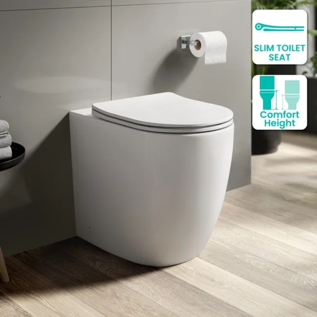 Utah Rimless Comfort Height Back To Wall Toilet With Premium Soft Close Slim Seat