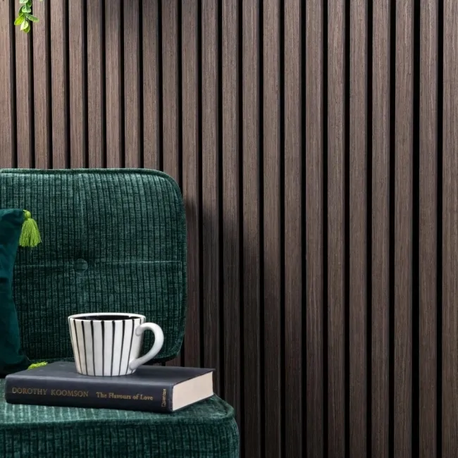 Trepanel® Walnut Brown Acoustic Half Wood Wall Panels