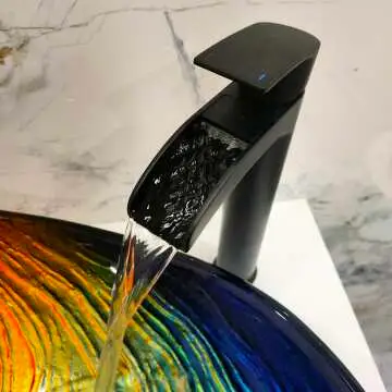 Eden Matt Black Waterfall High Rise Basin Mixer Tap