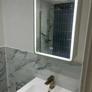 Olivia Matt Brass Illuminated LED Mirror Cabinet With BLUETOOTH Speaker 710x500mm
