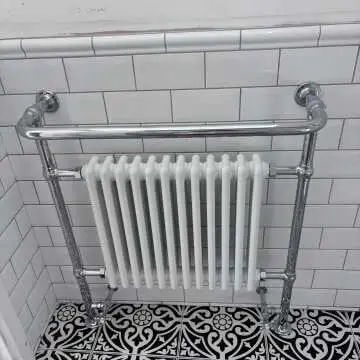 Gibraltar Extra Large White Traditional Heated Towel Radiator (With Overhanging Rail)