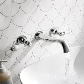 Beauly Traditional Chrome Wall Mounted Basin Mixer Tap