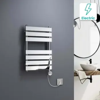 Santorini Electric Chrome Flat Panel Heated Towel Rail 650x400mm