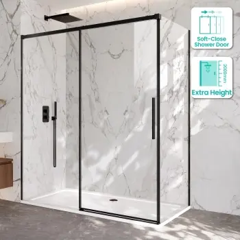 Lisbon Matt Black 8mm Sliding Shower Enclosure 1800x800mm