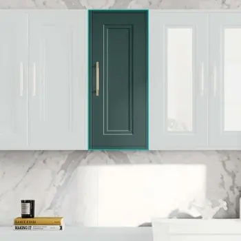 Midnight Green Wall Hung Cabinet 700x300mm - Brass Knurled Handles