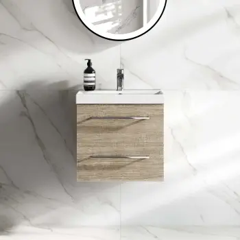 Elba Dawn Oak Wall Hung Basin Drawer Vanity 500mm