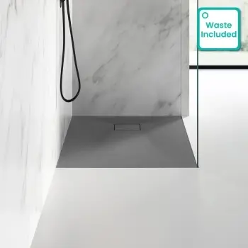 Berlin Square Dark Grey Slate Effect SMC Composite Shower Tray 800x800mm