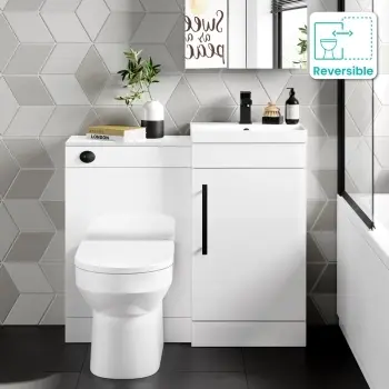 Avon Gloss White Combination Vanity Basin and Miami Toilet 950mm - Black Accents