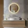 Delilah Brushed Brass Round Backlit LED Mirror With BLUETOOTH Speaker 600mm