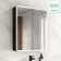 Aurora Battery Powered Matt Black Illuminated LED Mirror Cabinet 700x600mm