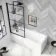 Hereford 1500x700 Square Shower Bath & 6mm Easy Clean Matt Black Grid Bath Screen