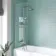 P Shaped 1500 Shower Bath with Front Panel & 4mm Screen with Rail - Left Handed