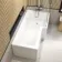 L Shaped 1700 Shower Bath with Front Panel & 6mm Easy Clean Screen with Rail - Right Handed