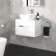 Avon Gloss White Wall Hung Drawer Vanity with Marble Top & Curved Counter Top Basin 600mm