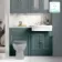 Monaco Midnight Green Combination Vanity Traditional Basin with Marble Top 1200mm (Excludes Pan & Cistern) - Brushed Brass Accents