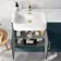 Harper Navy Blue Basin Vanity and Back To Wall Toilet Unit 1200mm (Excludes Toilet) - Brushed Brass Accents - Left Handed