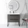Elba Charcoal Elm Wall Hung Basin Drawer Vanity 800mm with Matt Black Stand