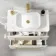 Omaha Linen White Wall Hung Drawer Vanity with Marble Top & Marin Basin 800mm - Brushed Brass Accents